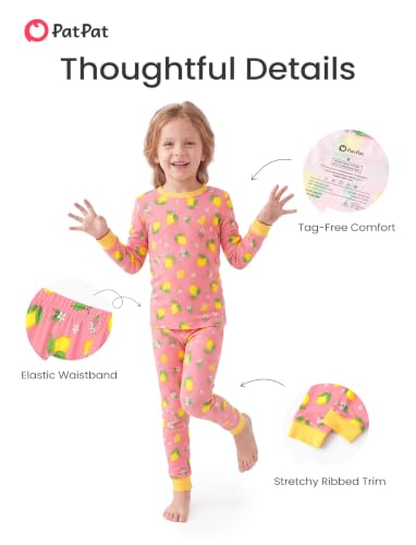 Image of PATPAT Toddler & Kids Pajama Sets with Bamboo Viscose, Snug Fit Pjs for Girls, All-Season Comfort Sleepwear, Ages 2-12 Years