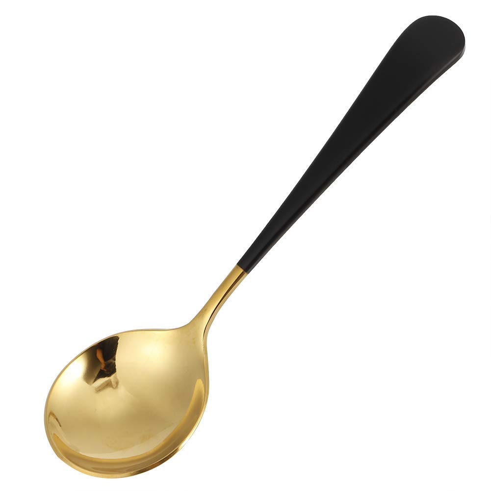 5Pcs Soup Spoons, Round Stainless Steel Teaspoons Small Coffee Spoons 6.3 x 1.7inch(Black)