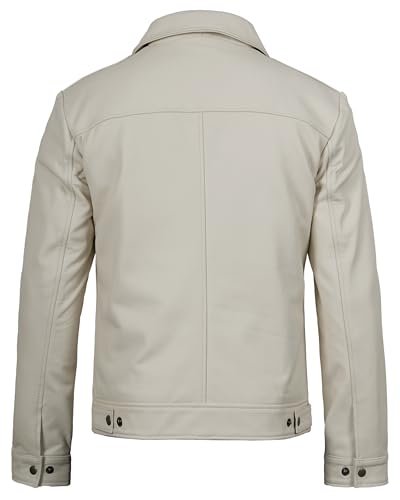 Image of Decrum Vintage Style Mens Leather Jacket - Real Lambskin Classic Shirt Collar Leather Jackets for Men