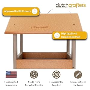 Amish USA Made Recycled Plastic Large Hanging Modern Fly Through Covered Roof Open Platform Tray Bird Feeder for Outdoors, Garden, Yard (Cedar & Weatherwood) Amish USA Made Recycled Plastic Large Hanging Modern Fly Through Covered Roof Open Platform Tray Bird Feeder for Outdoors Garden Yard Cedar Weatherwood