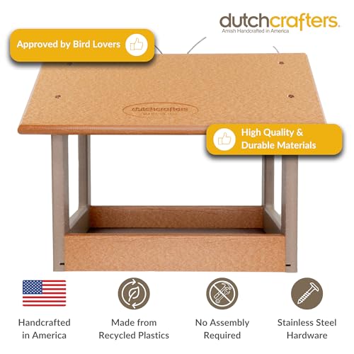 Amish-USA-Made-Recycled-Plastic-Large-Hanging-Modern-Fly-Through-Covered-Roof-Open-Platform-Tray-Bird-Feeder-for-Outdoors-Garden-Yard-Cedar-Weatherwood Amish USA Made Recycled Plastic Large Hanging Modern Fly Through Covered Roof Open Platform Tray Bird Feeder for Outdoors Garden Yard Cedar Weatherwood