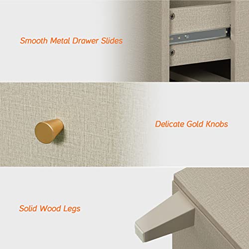 Image of WAMPAT 12 Drawers Dresser Chests for Bedroom, Set of 2 Modern Wood Chest of Drawers, 32.4 inch Tall Dresser for Closet, Dressers Organizers for Living Room, Hallway, Beige Linen Textured