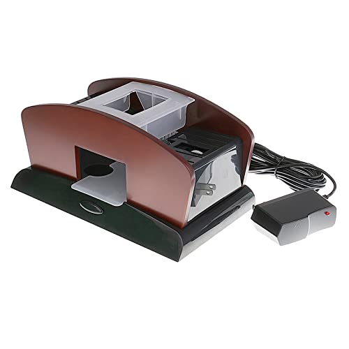 Tiaioang Mélangeur de cartes automatique en bois, 2 ponts Portable Poker Shuffler Casino Électrique Plug/batterie Machine pour Home Party Jeu à Collectionner Outil Cover