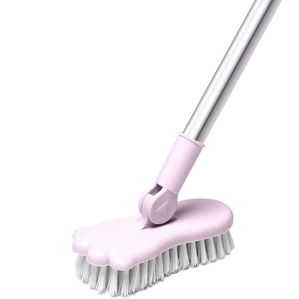 Brosse à plancher manche long réglable balai brosse poils durs rose
