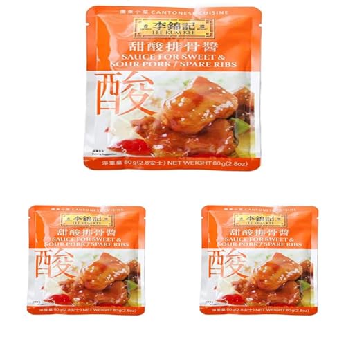 Lee Kum Kee Sweet and Sour Sauce for Pork/Spare Ribs, 80 g (Pack of 3)