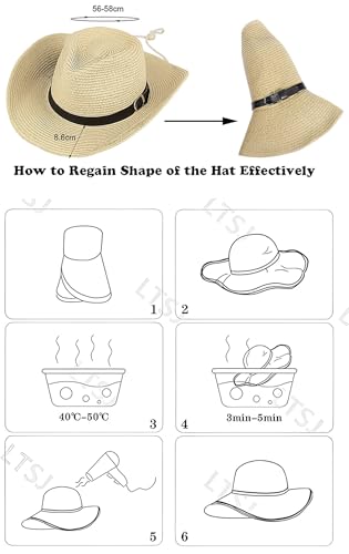 Sombrero Panamá de paja para hombre y mujer, clásico y plegable miniatura 6