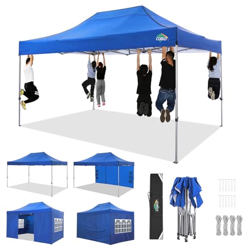 COBIZI 3x4,5 Pavillon Faltpavillon 3x4,5 Wasserdicht Stabil Winterfest 3.0, Gartenpavillon UV Schutz mit 4 Seitenteilen Festival Partyzelt Sonnenschutz Pavillon, Blau