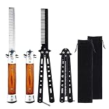 2 Pack Automatic Switch Folding Practice Combs, Stainless St...