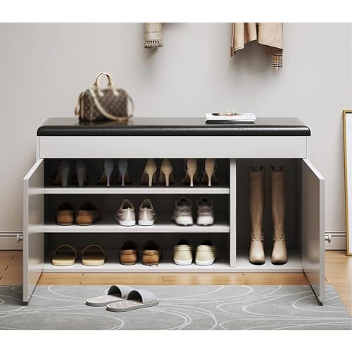 Banc de rangement à chaussures moderne et fin avec porte pour talons hauts
