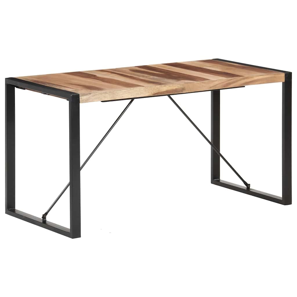 Stół do jadalni z litego drewna 140 x 70 x 75 cm ze stalowymi nogami