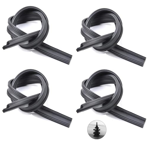 Taicols Car Windshield Wiper Blades Rubber Strips, 4 Pcs Universal Frameless Wiper Blade Replacement Strip Silicone Frameless Wipers Blade Refills Silicone Wiper Blade for Most Vehicle Buses Trucks