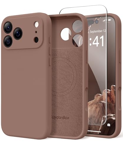 Image of Magnetic for iPhone 17 Pro Max Case, Compatible with MagSafe, [Full Camera Protection][Screen Protector] Silicone Shockproof Protective Phone Case for iPhone 17 Pro Max 6.9 inch, Brown
