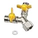 Umschaltventil aus Messing 1/2 zoll Y Verteiler Ventil 3-Wege Y-Verteilerstück mit Absperrhähnen Verteiler Wasseranschluss für Duschkopf Duscharm Waschmaschine Gartenschlauch(7x8,5cm)