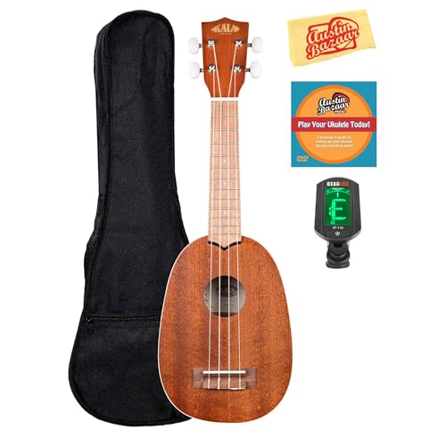 Kala KA-P Mahogany Pineapple Soprano Ukulele Bundle with Gig Bag, Clip-On Tuner, Austin Bazaar Instructional DVD, and Polishing Cloth
