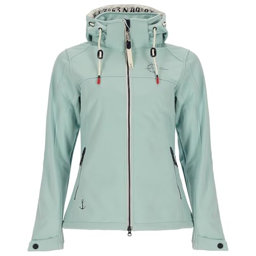 Dry Fashion Damen Softshelljacke Zingst mit Fleece-Innenfutter - Taillierte Jacke mit abnehmbarer Kapuze in Hellblau Größe 36