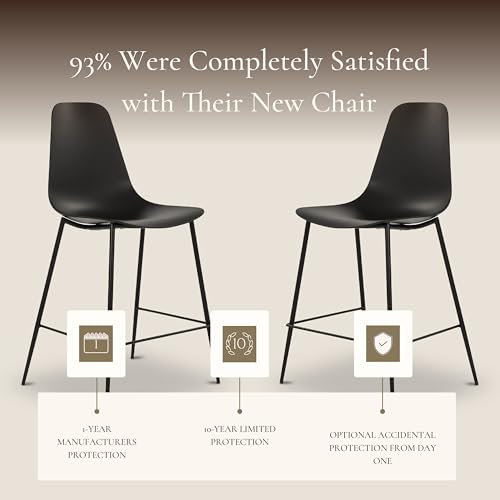 Image of Poly & BARK Isla Bar Stools Set of 3 - Counter Height Bar Stool for Kitchen - Set of Counter Stools - Indoor /Outdoor Barstools - Modern Kitchen Bar Stools - Ebony Black
