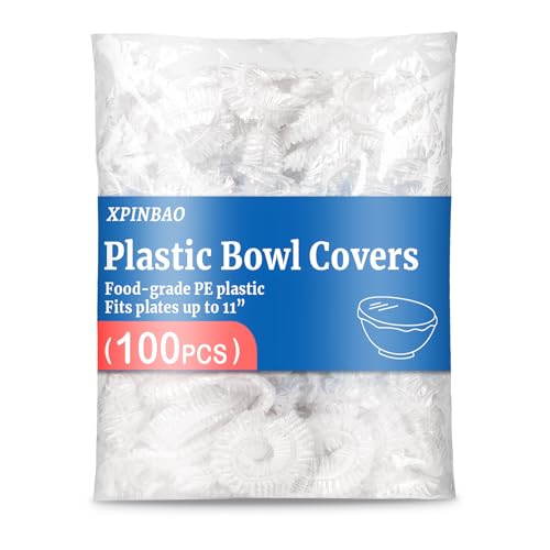100pcs Plastic Bowl Covers,Elastic Reusable Food Covers,Shower Caps for Sourdough Bread Proofing,Outdoor Disposable Plastic Wrap for Food Storage,Fits Bowls Up to 11