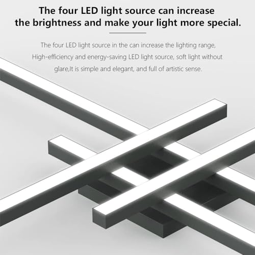 PRTSER Modern Light Fixture, Modern LED Ceiling Lights, Ceiling Light Fixture for Hallway, Entrance, Cafe,Living Room, Bedroom, Corridor, Porch, Passage Light Fixtures (Black (4-Lights)) - Image 4