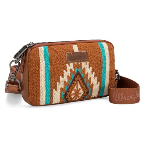 Wrangler Mini Crossbody Purse for Women Western Aztec Clutch Designer Tapestry Shoulder Handbags