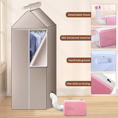 kyaoayo Elektrische wasdroger, draagbaar, standaard, voor binnen, 230 V, 600 W, mini-warmeluchtdroger, wasdroger, klein, voor appartement, thuis, reizen (paars) - Image 3