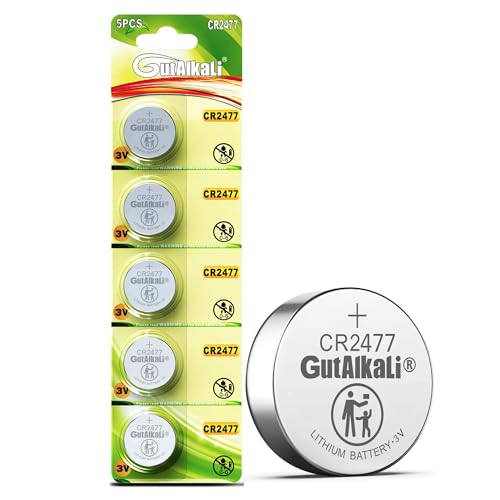 CR2477 Lithium Knopfzelle Batterie 3V, 1000mAh Hohe Kapazität - für Autoschlüssel, Schlüsselanhänger, Thermometer, Waagen, Uhren (5 Stück)