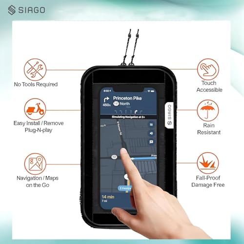 Image of SHAH BROTHERS Premium Mobile Holder for Scooty /Motorcycle | Universal Water-Resistant Phone Pouch | 360 Swivel & Adjustable Fit for Activa & All Scooters | Hands-Free Navigation | Smoky Black