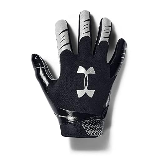 Under Armour Boys' F7 Youth Football Gloves , Black (001)/Metallic Silver , Youth Small