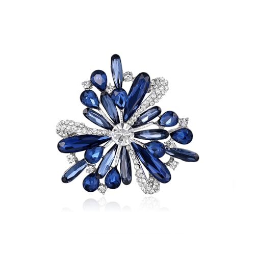 Image of Rhinestone Brooch Pin for Women Elegant Crystal Flower Bouquet Brooches Lapel Pin Wedding Party Dress Accessories for Wife Mom Birthday Gifts