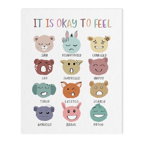 YPY Kids Wall Art Classroom Decor: It is Okay Feelings Emotions Poster Boho Room Decor, Little Girls Boy Baby Toddler Nursery Playroom Bedroom Wall Decorations 12"x15" It is Okay to Feel 15L