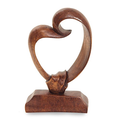 Novica 158689 Brown Romantic Suar Wood Sculpture, 7.75" Tall 'Heart Bond' #TOP7