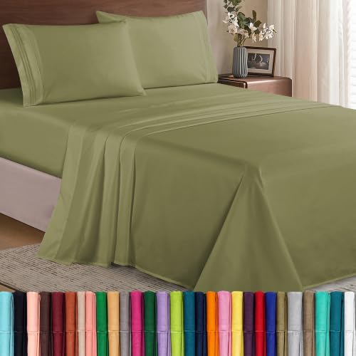 Image of Elegant Comfort Luxury Soft 1500 Premier Egyptian 4-Piece Premium Hotel Quality Wrinkle Resistant Coziest Bedding Set, All Around Elastic Fitted Sheet, Deep Pocket up to 16inch, King, Sage /Green