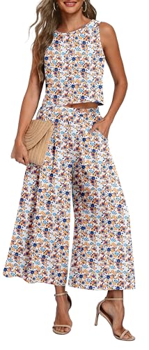 Lepunuo Womens Summer Two Piece Sets Wide Leg Pants Sets Beach Outfits