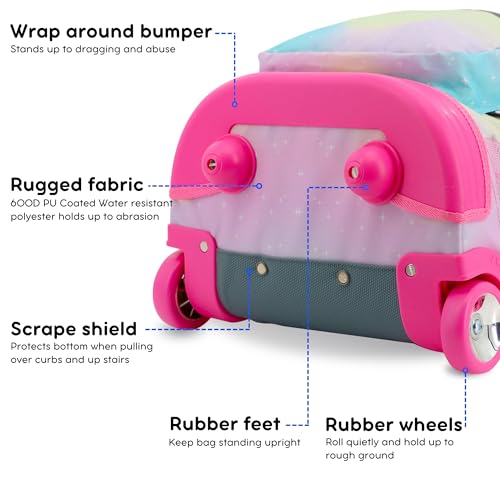 Image of J World Sunrise Kids Rolling Backpack with Wheels for Girls Boys, Roller Bookbag for School, 18 x 13 x 9 Inches, Aurora