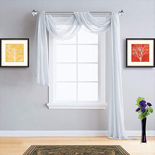Warm Home Designs Standard 54" (Width) X 144" (Length) Sheer Ivory (Off White) Window Scarf. All Premium Valance Scarves Are Great For Any Window, Bed, Wall Or Other Diy Project. K Ivory 144" #TOP4