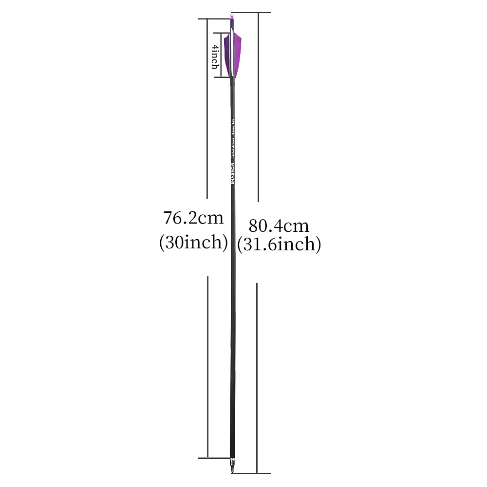 Pfeile für Traditionelle Bogenschießen 30 Zoll Bogenpfeile Carbon Pfeile Jagdpfeile Spine 500 Pfeile mit 4'' Befiederung für Recurvebogen Traditionellen Bogen Pfeile Pfeilspitzen