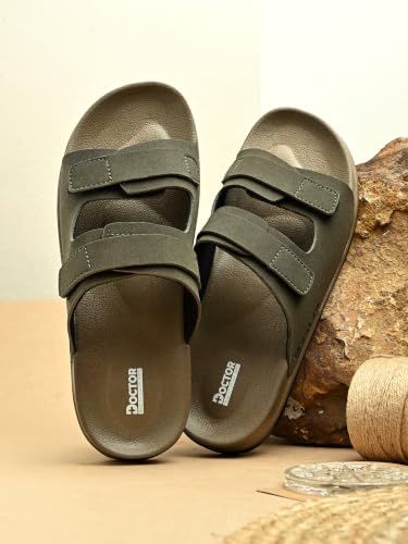 Image of DOCTOR HEALTH SUPER SOFT Men's Adjustable Strap Sandals | Soft Cushioned Footbed | Lightweight Anti-Skid Comfort Sandals | Casual Everyday Wear Slip-On Sandals for Men