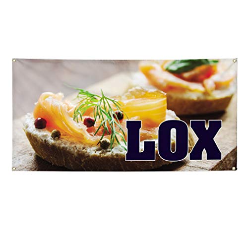 Vinyl Banner Multiple Sizes Lox Outdoor Advertising Printing Food & Beverage Outdoor Weatherproof Industrial Yard Signs Orange 4 Grommets 12x30Inches
