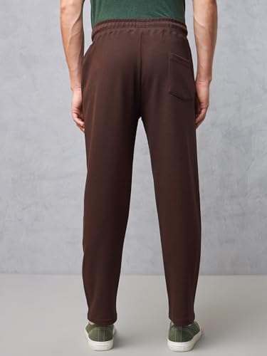 Image of Bewakoof Men's Solid Regular Fit Cotton Blend Track Pants