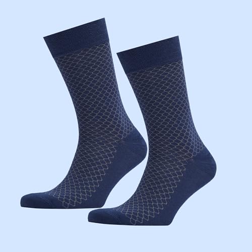 VRD Bamboo Mens Dress Socks for Men, 1-Pack, Blue Navy Crew Length Mid-Calf Socks, Mens Shoe Size 8-13 7
