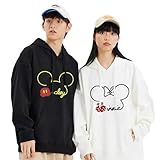 [DAKOU] ディズニートレーナー ミッキーとミニー 親子装 Ｑ3-3 ご家族のお揃い 長袖 秋服 冬服 レディース メンズ ディズニー かわいい 優しい肌触り 男女兼用 (M, ブラック、裏起毛/ミッキー)