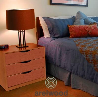 arelwood Mesilla de Noche Frente Medía Luna Cerezo Duero Montada 45X45-3 Cajones. Alto 56,8 cm.