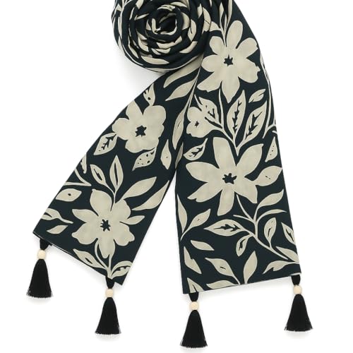 Image of KE KANHA EXPORT Women Scarf|Stole For Women|Scarf For Women Stylish|Stall For Women|Border Print Face Cover Head Wrap|Boho|Beach|Multicolor|180x50cm|Pack Of 1|FREE Scrunchie Included