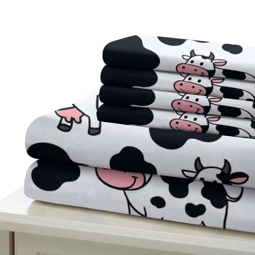 Housse de couette anti-pli motif vache 140x200 cm parure de lit résistante facile à laver - 7