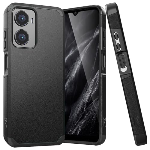 TJS Compatible with Cricket Magic 2 5G 2024 Case, AT&T Propel 2 5G Case, Dual Layer Hybrid Magnetic Support Shockproof Heavy Duty Protection Phone Case (Black)