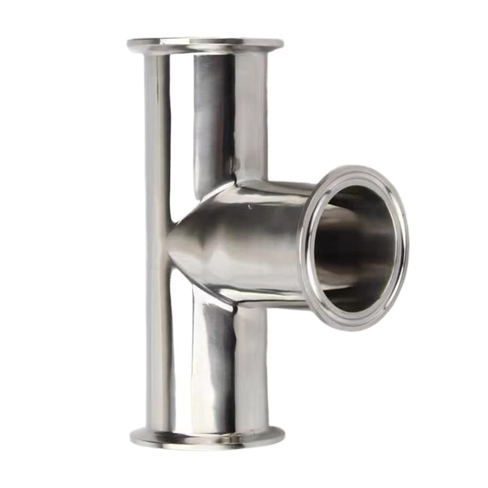 Yjqhody One Color 304 Fitting Od64mm T Type Weld Ferrule Pipe Fittings, 2 Inch 51Mm Homebrew Beer Ss304 Sanitary Tee, 3 Way Tri Clamp Tube
