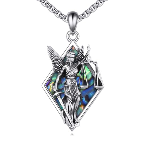 Vintage Greek Goddess Necklace Sterling Silver Religious Protector Pendant Greek God Jewelry Gifts for Women Men