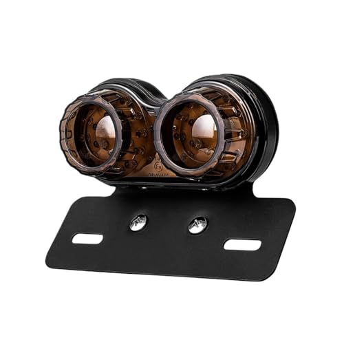 Feu arrière de moto LED double rond en métal pour stop et conduite