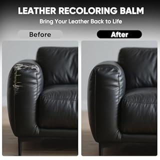 AWOWZ Leather Recoloring Balm - Scratch Repair & Color Restore Kit for Faded Leather, Leather Couch & Car Seats - 10OZ Leather Restorer Balm for Furniture, Auto Interior, Vinyl, Accessories (Black)