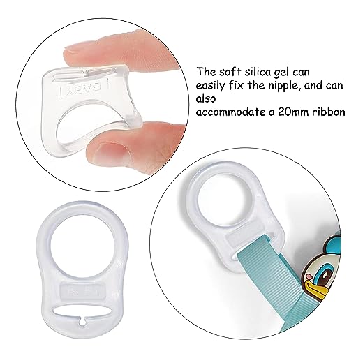 RGZD 4 Pcs Silikon-Knopf-Ring, Schnuller Adapter, Silikon Dummy Schnuller Halter Clip Adapter Ring, Silikonring für Schnuller