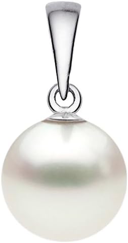 White Freshwater Cultured Pearl Pendant AA+ Quality 14k White Gold